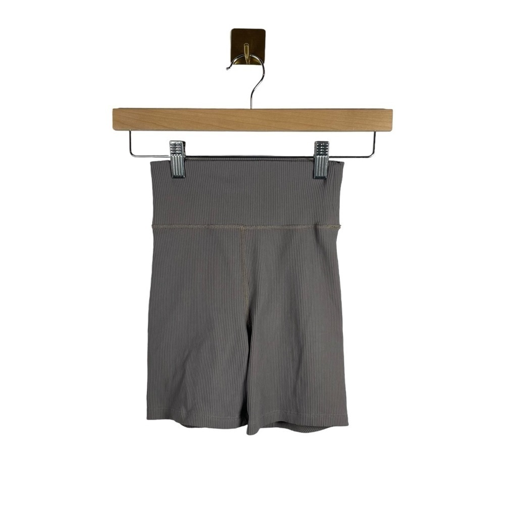 Abercrombie & Fitch Soft AF High Rise Ribbed Biker Bike Shorts Taupe XS